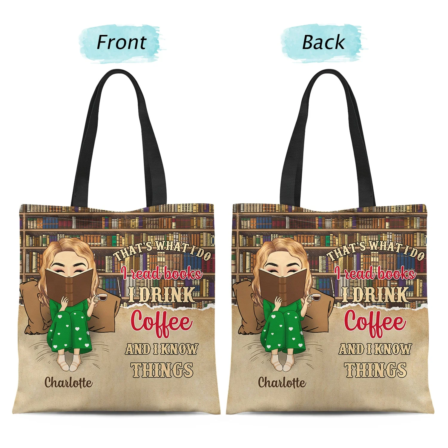 Reading Just A Girl Who Loves Book - Gift For Book Lovers - Personalized Custom Zippered Canvas Bag - Image 2