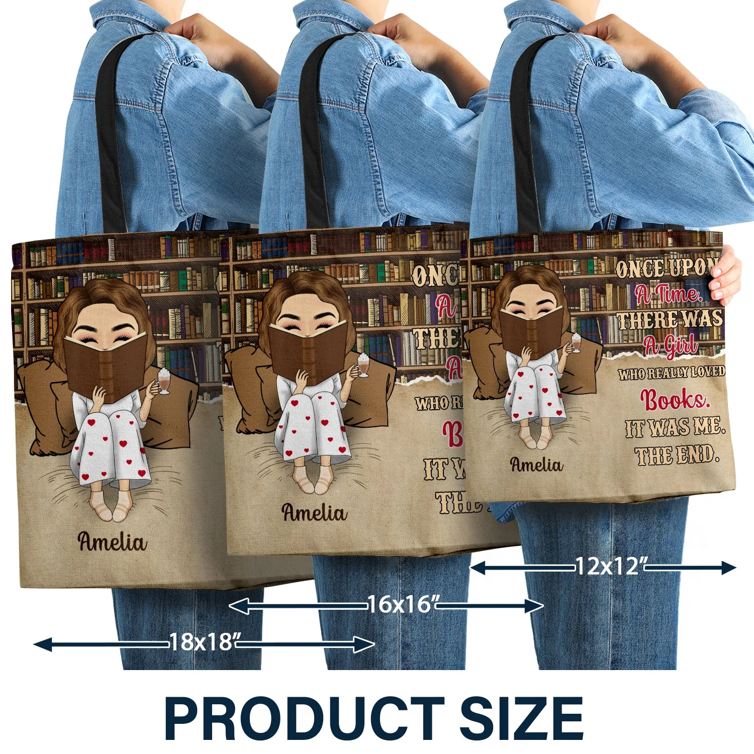 Reading Just A Girl Who Loves Book - Gift For Book Lovers - Personalized Custom Zippered Canvas Bag - Image 4