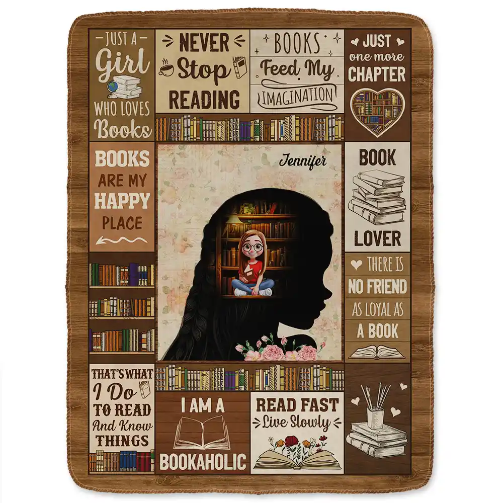 Reading Just A Girl Who Loves Books, Book Soul - Personalized Fleece Blanket, Sherpa Blanket - Image 2