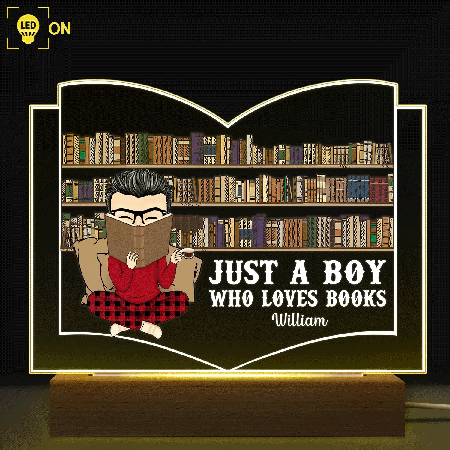 Reading Just A Girl Who Loves Books - Gift For Book Lovers, Gift For Yourself - Personalized Custom 3D Led Light Wooden Base - Image 2