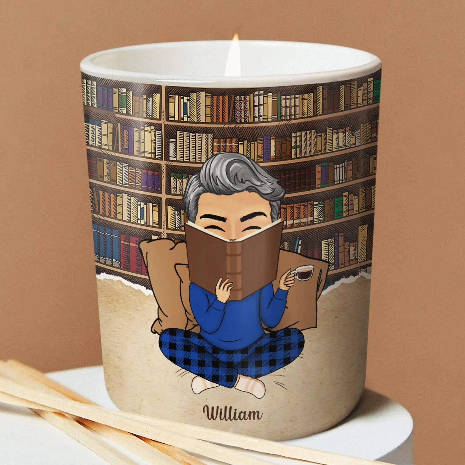 Reading Just A Girl Who Loves Books - Gift For Book Lovers - Personalized Scented Candle With Wooden Lid - Image 3