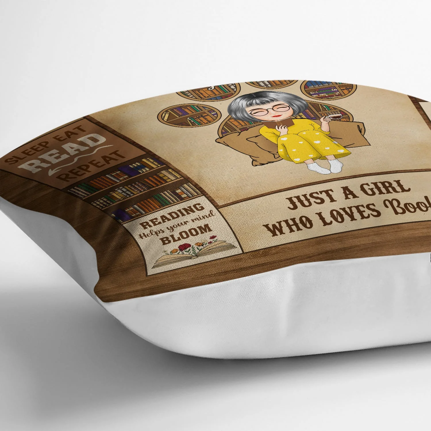 Reading Just A Girl Who Loves Books & Pets - Gift For Book Lovers, Pet Lovers - Personalized Pillow - Image 3