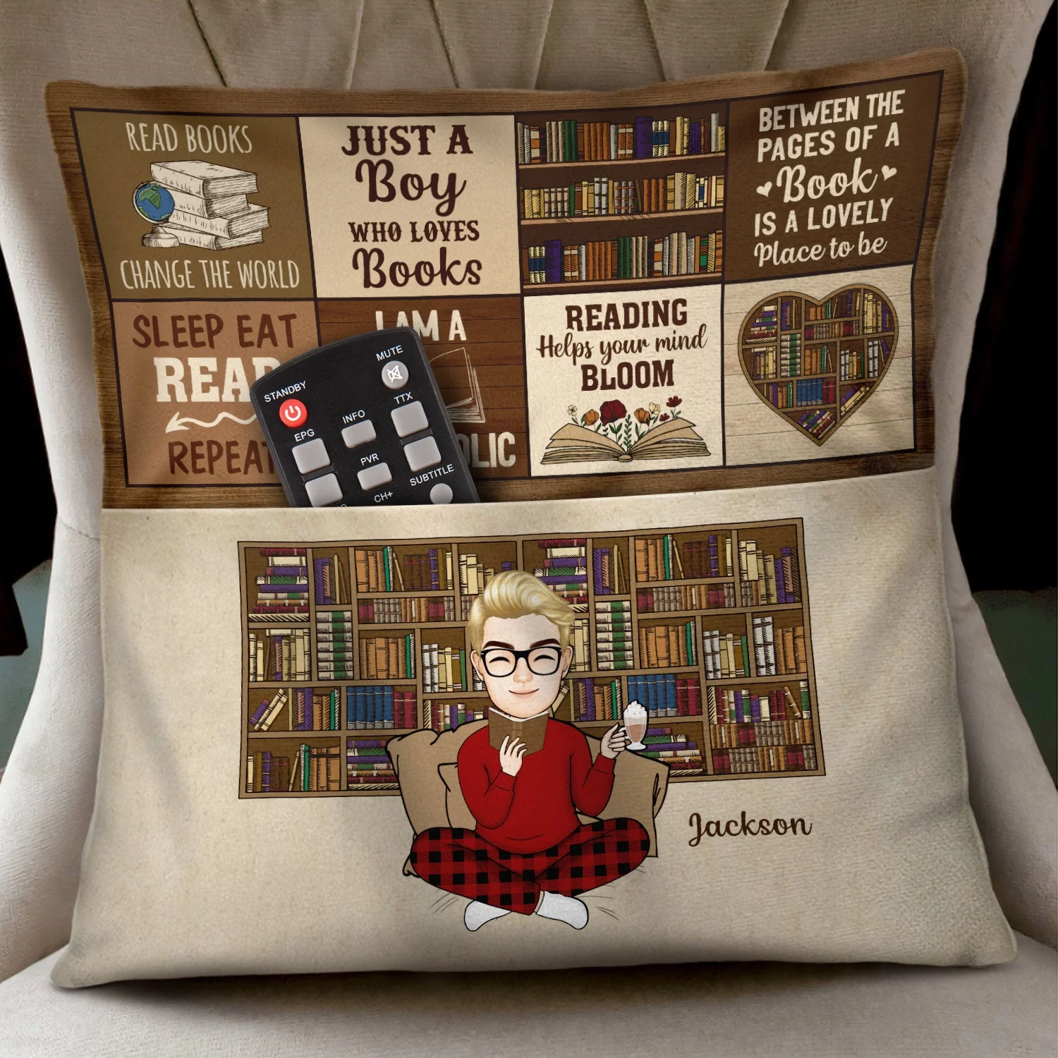 Reading My Reading Pillow - Gift For Book Lovers - Personalized Pocket Pillow - Image 3