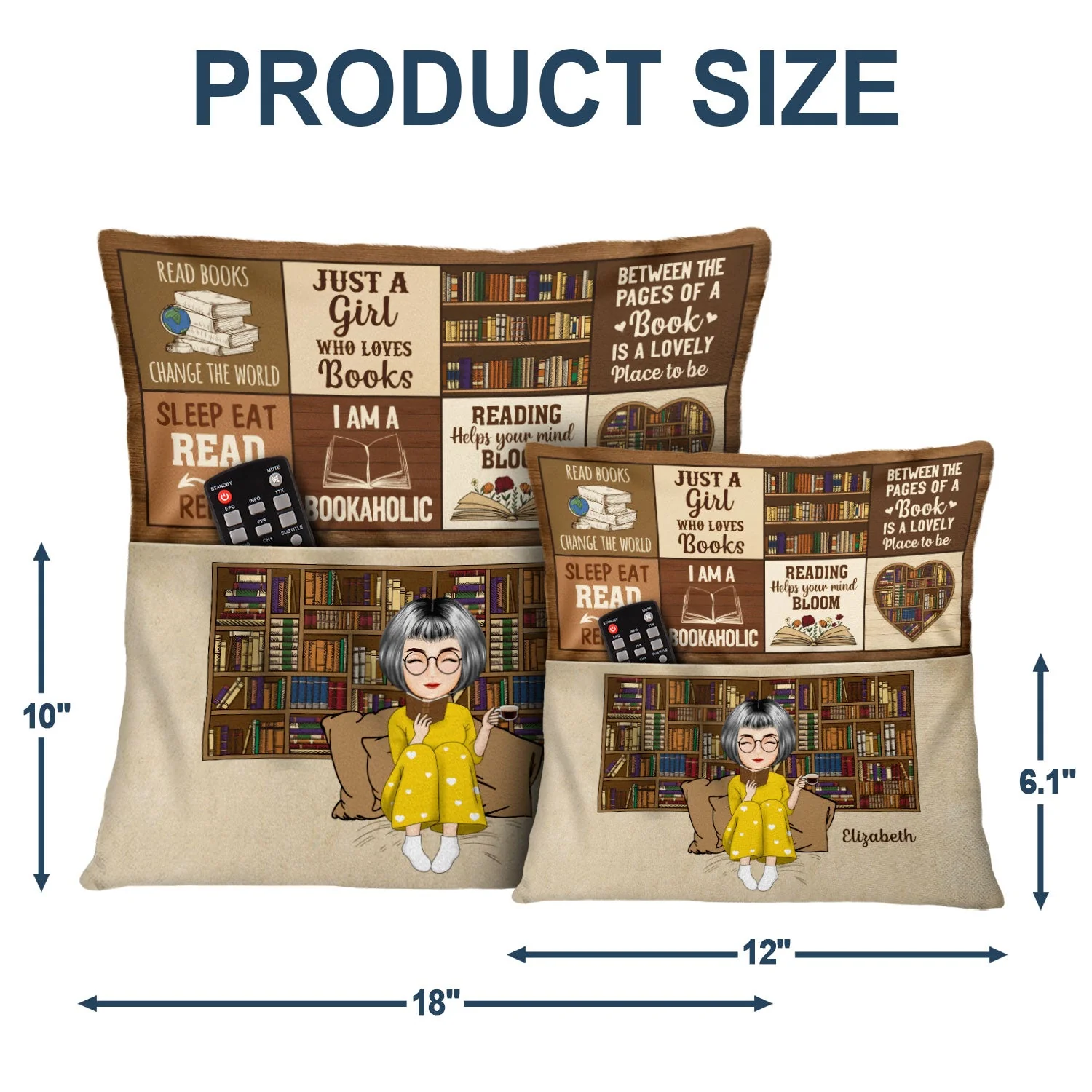 Reading My Reading Pillow - Gift For Book Lovers - Personalized Pocket Pillow - Image 5