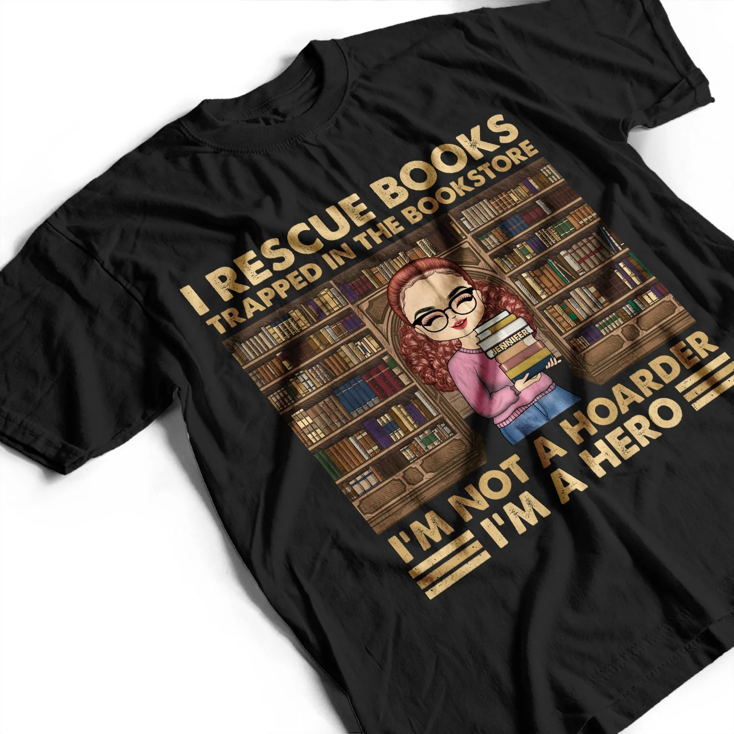 Reading Not A Hoarder - Gift For Book Lovers - Personalized Custom T Shirt - Image 3