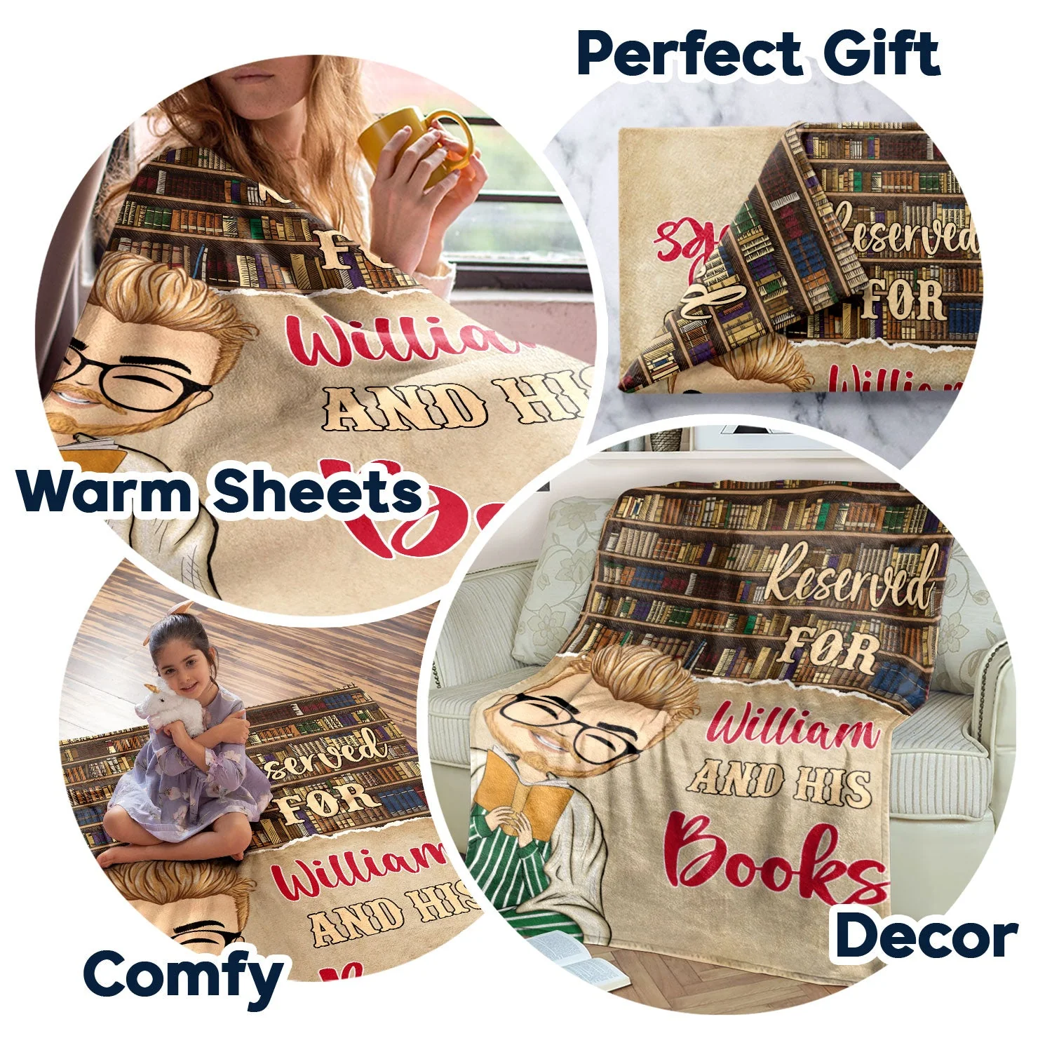 Reading Peeking Reserved For And Her Books - Gift For Book Lovers - Personalized Fleece Blanket - Image 5