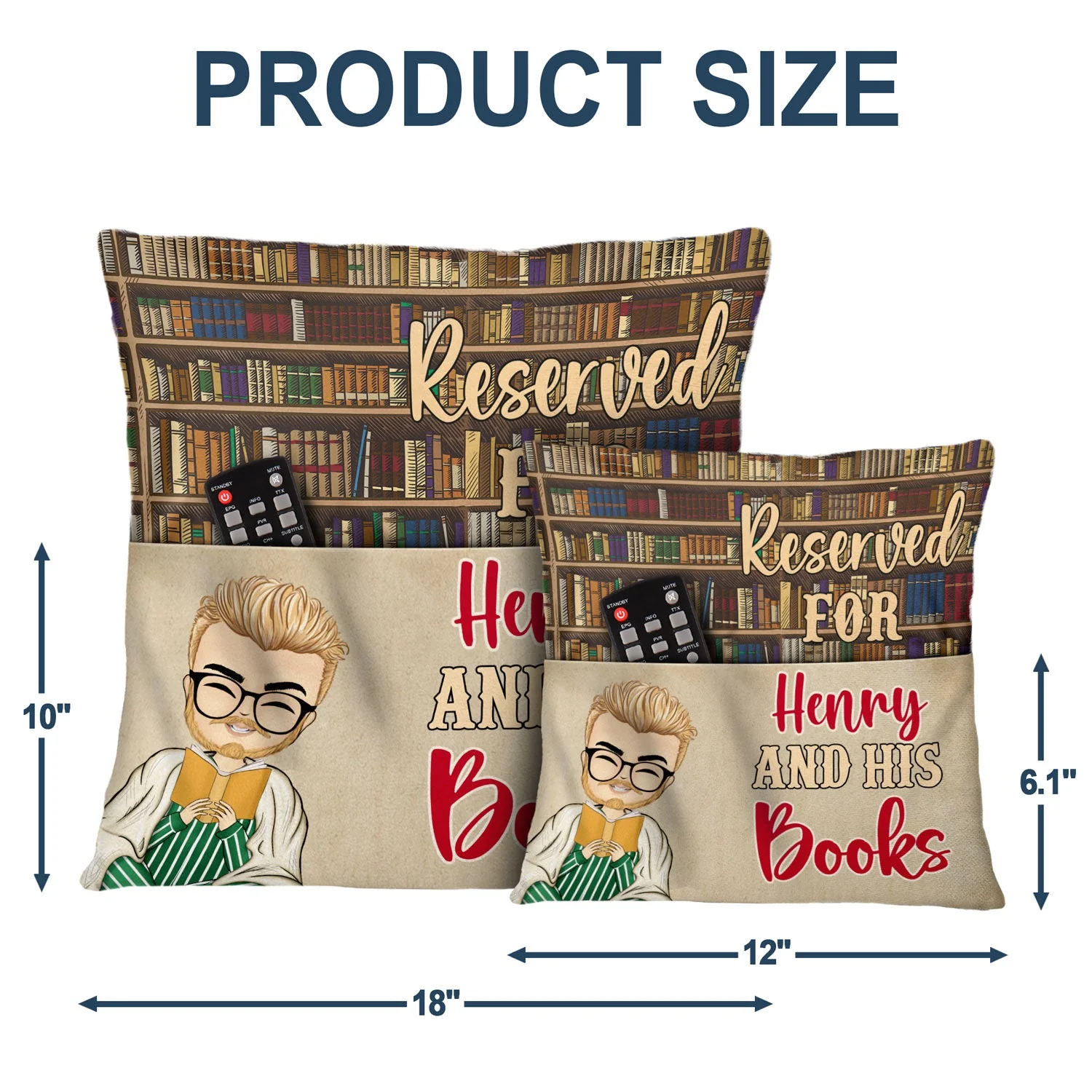 Reading Peeking Reserved For Me & My Books - Gift For Book Lovers - Personalized Pocket Pillow - Image 5