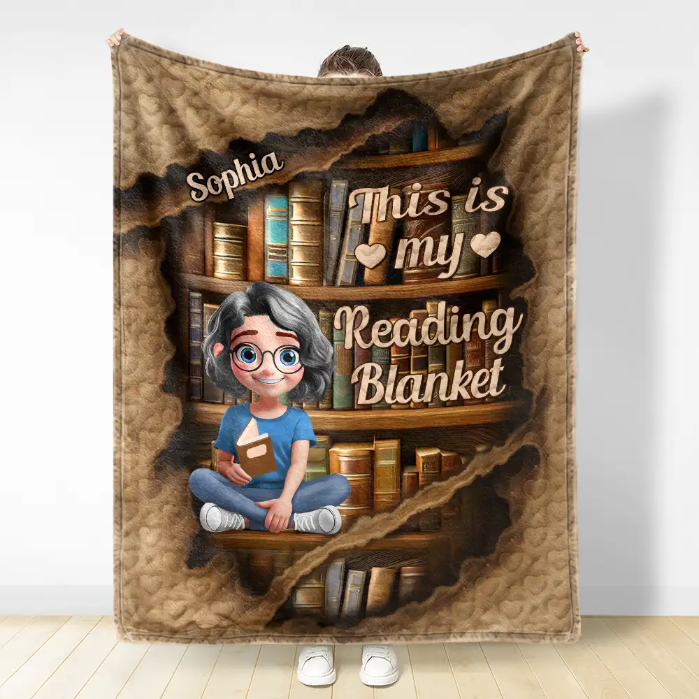 Reading Ripping Effect Girl This Is My Reading Blanket - Personalized Fleece Blanket, Sherpa Blanket - Image 4