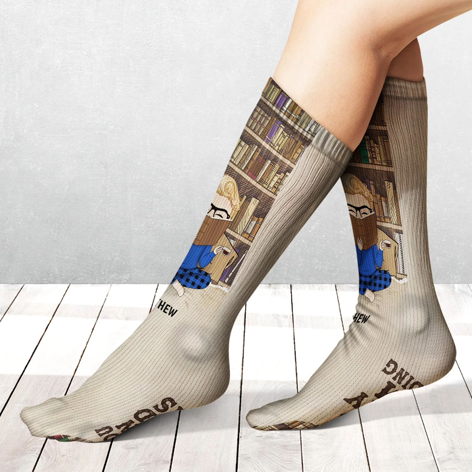 Reading So Many Books So Little Time - Gift For Book Lovers - Personalized Socks - Image 2