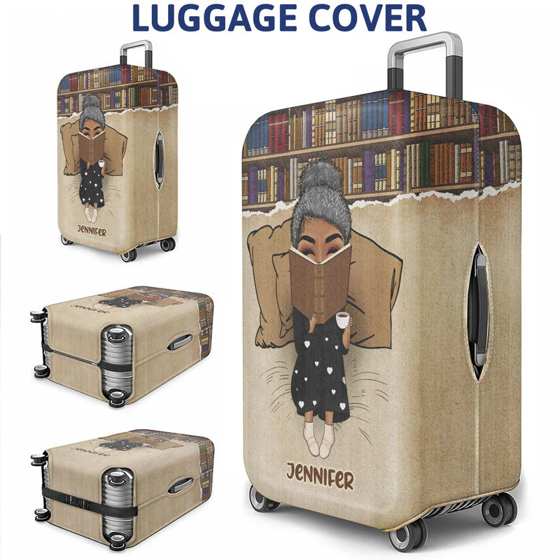Reading Travel Girl Who Do Not Travel Read Only One Page - Personalized Custom Luggage Cover - Image 3