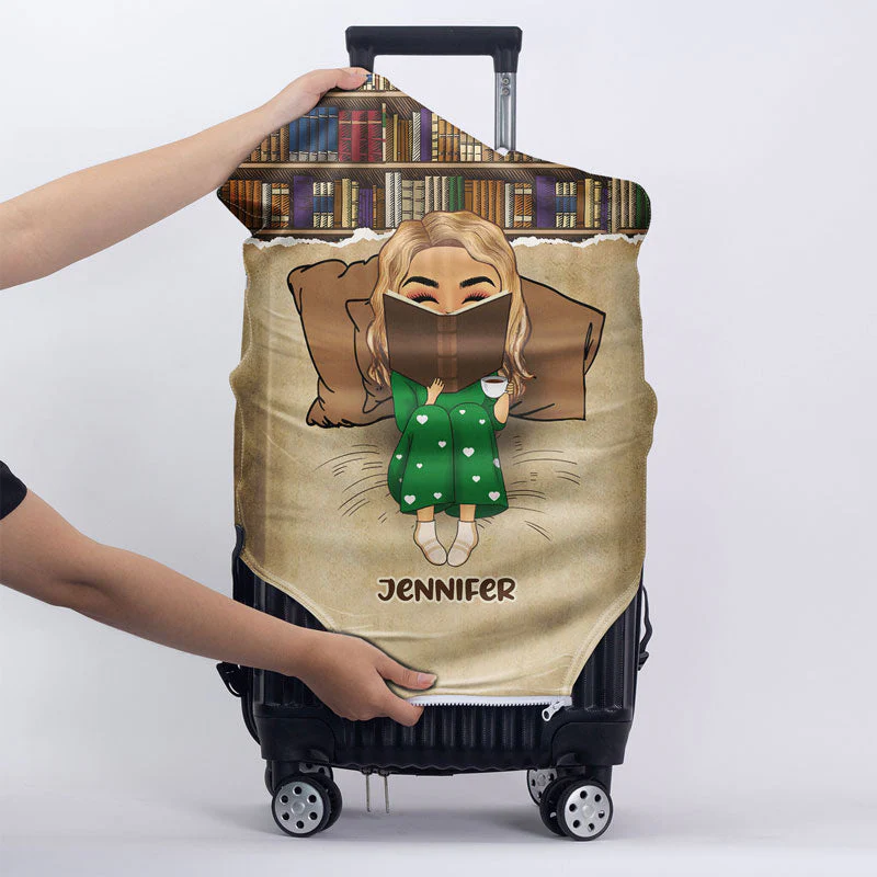 Reading Travel Girl Who Do Not Travel Read Only One Page - Personalized Custom Luggage Cover - Image 4