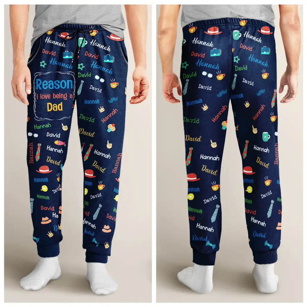 Reason I Love Being A Grandpa Dad Custom Names - Personalized Pajama Pants - Image 4