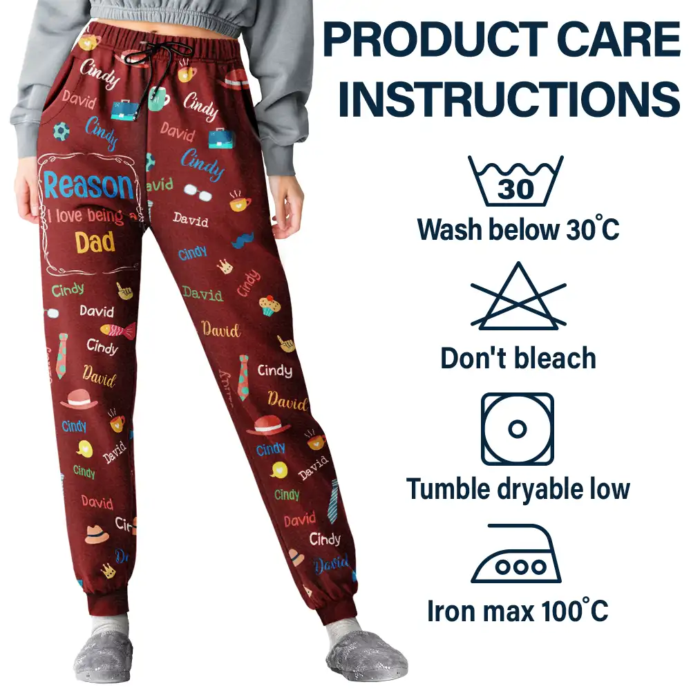 Reason I Love Being A Grandpa Dad Custom Names - Personalized Pajama Pants - Image 5