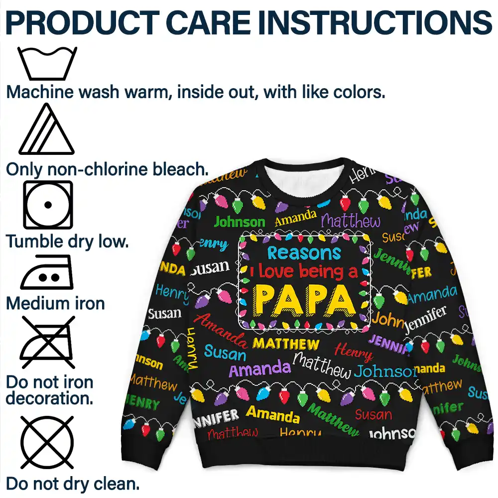 Reasons I Love Being Papa Light - Personalized Unisex Ugly Sweater - Image 7