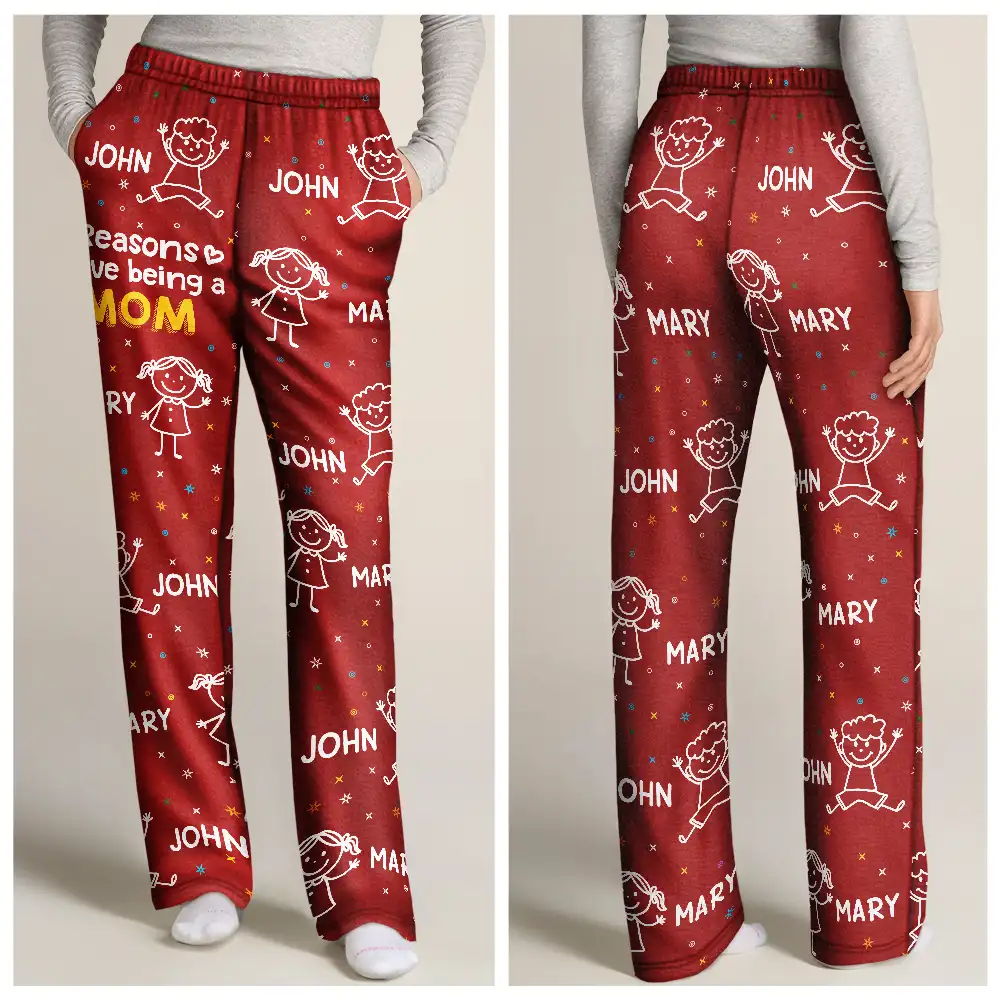 Reasons I Love Being Papa Stick Figures - Personalized Pajama Pants - Image 3