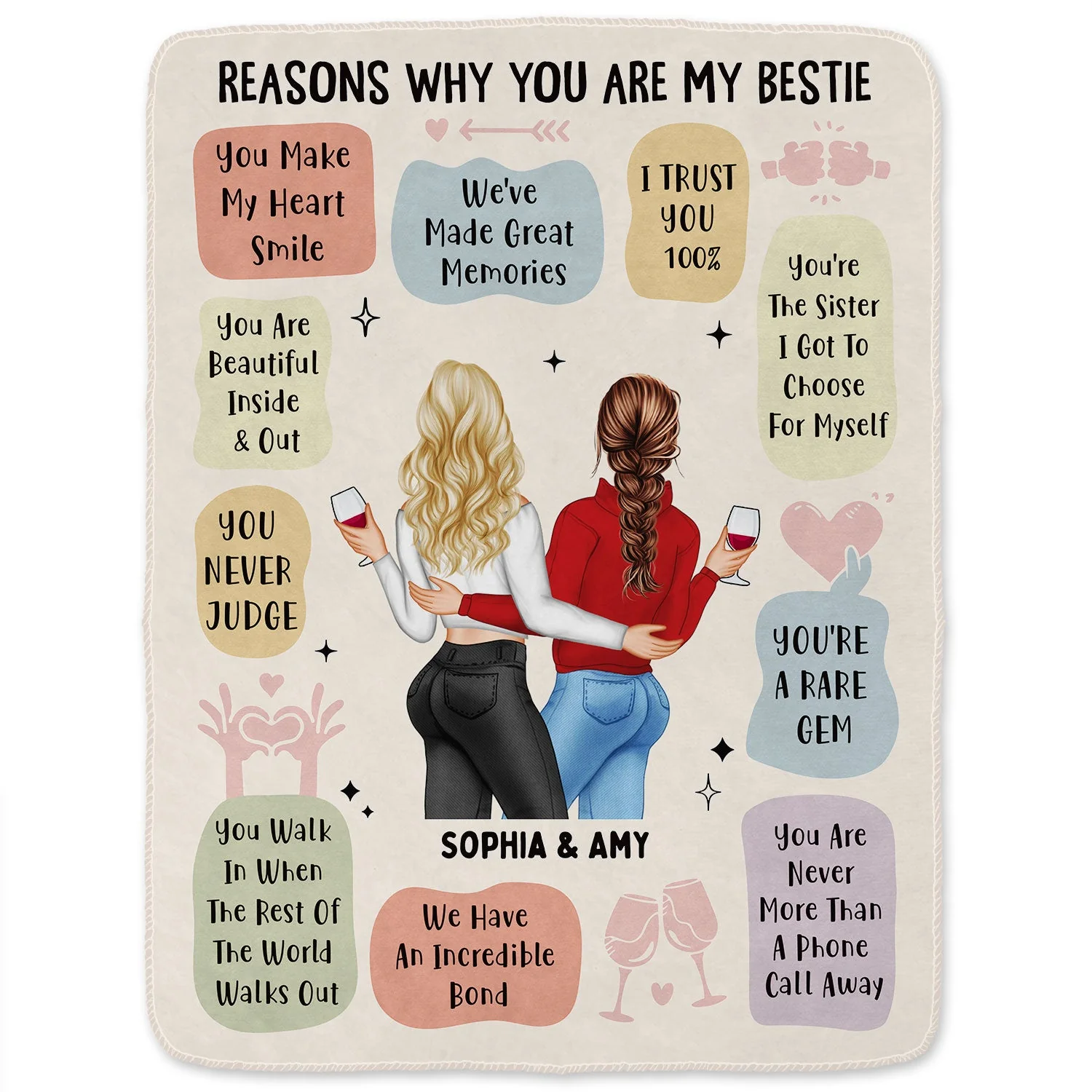Reasons Why You Are My Bestie Version 2 - Holiday, Birthday, Loving Gift For Friends, Colleagues - Personalized Fleece Blanket - Image 2