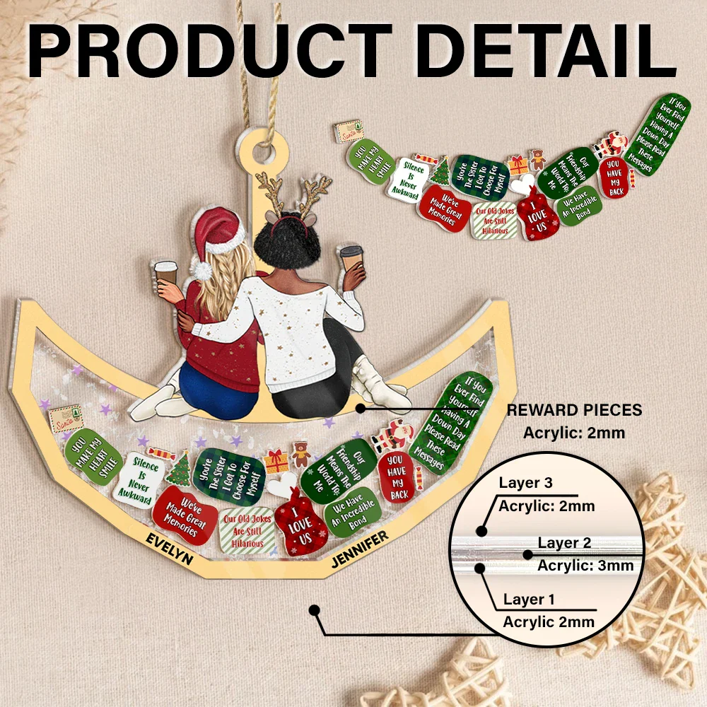 Reasons You Are My Besties - Personalized 3-Layered Acrylic Shaker Ornament - Image 3