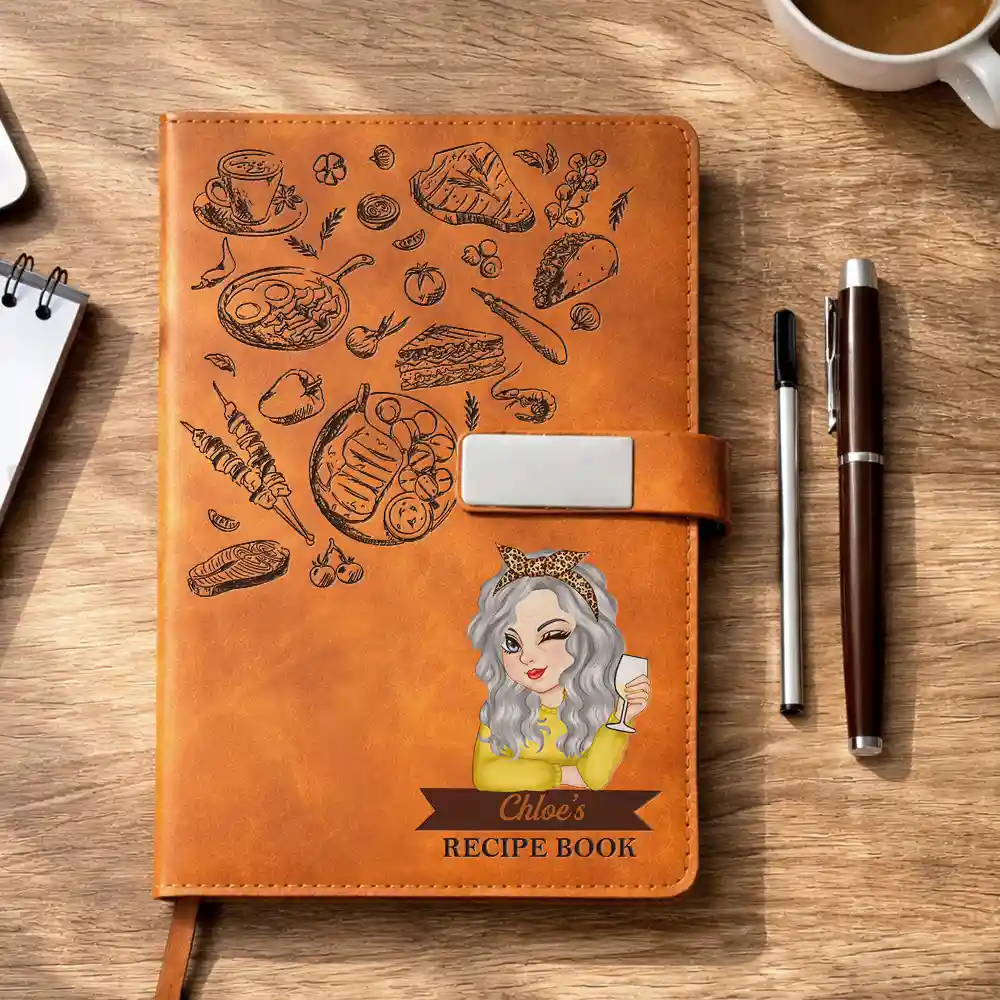 Recipe Book - Personalized Leather Notebook Set - Image 4