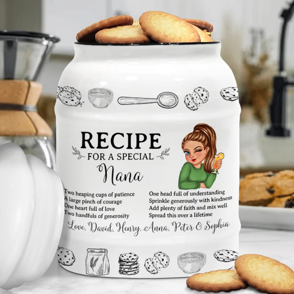 Recipe For A Special Grandma Mom - Personalized Cookie Jar - Image 3