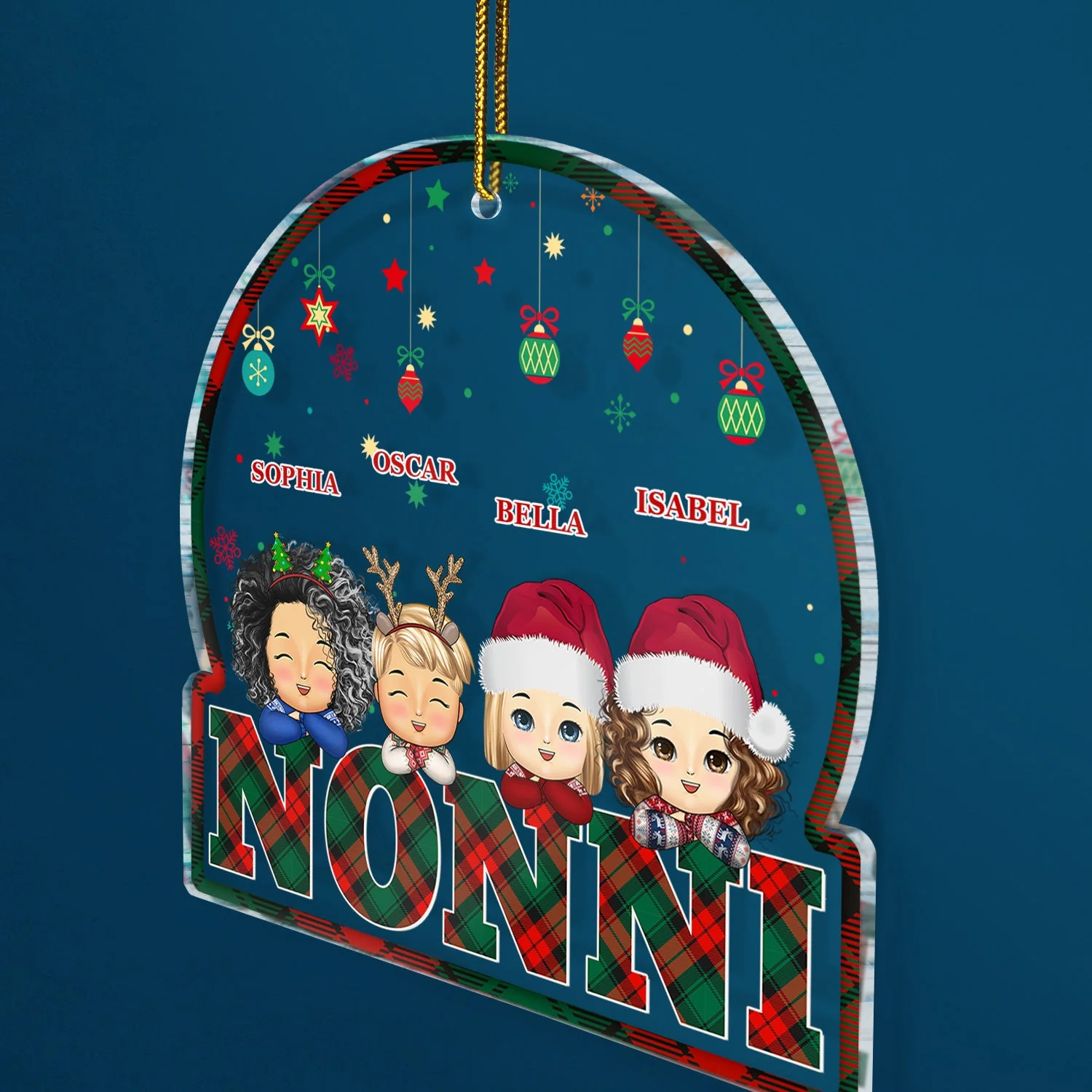 Red & Green Plaid Title - Christmas, Birthday, Loving Gift For Dad, Mom, Papa, Nana, Grandpa, Grandma - Personalized Custom Shaped Acrylic Ornament - Image 2