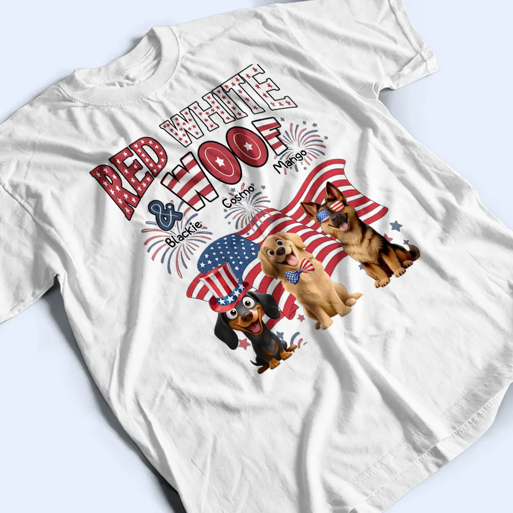Red White Woof - Personalized T Shirt - Image 3