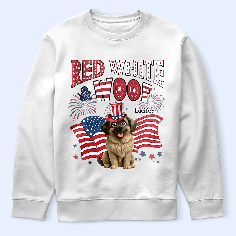 Red White Woof - Personalized T Shirt - Image 5