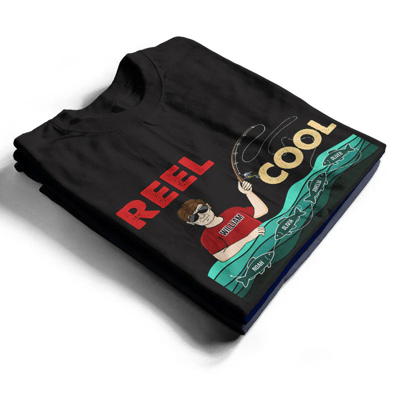 Reel Cool Grandpa Daddy Uncle - Gift For Father - Personalized Custom T Shirt - Image 2