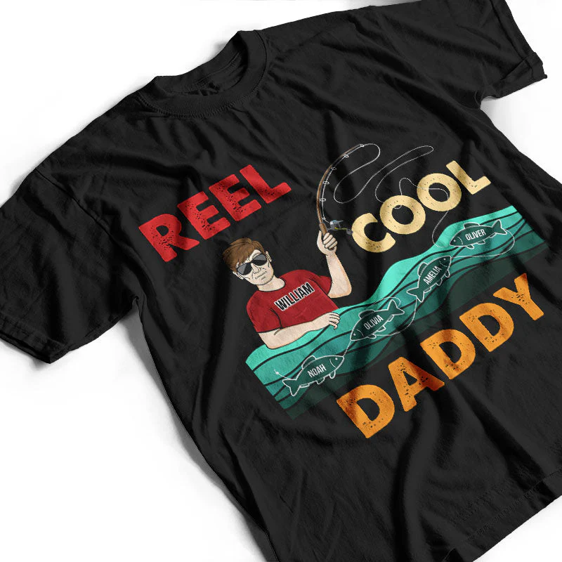 Reel Cool Grandpa Daddy Uncle - Gift For Father - Personalized Custom T Shirt - Image 3