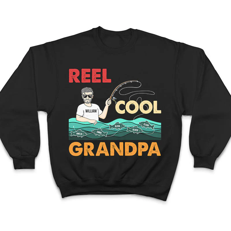 Reel Cool Grandpa Daddy Uncle - Gift For Father - Personalized Custom T Shirt - Image 5