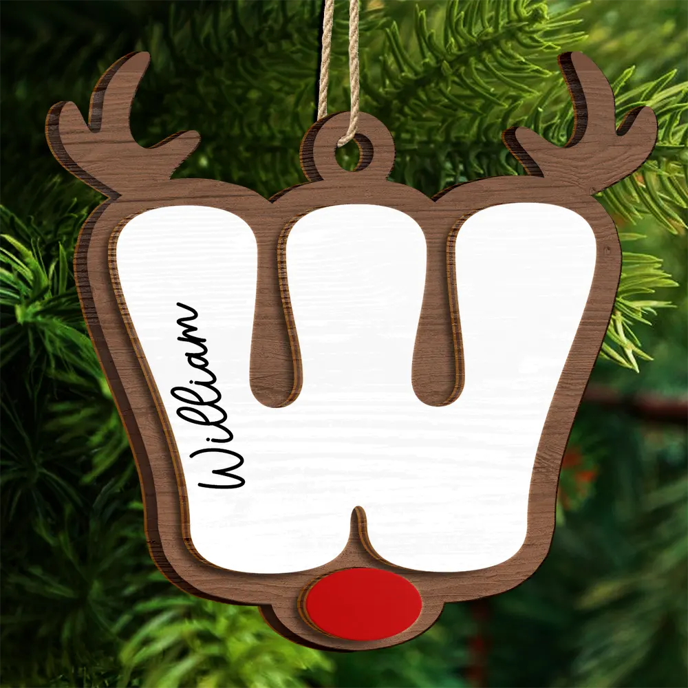 Reindeer Alphabet Christmas - Personalized 2-Layered Wooden Ornament - Image 4