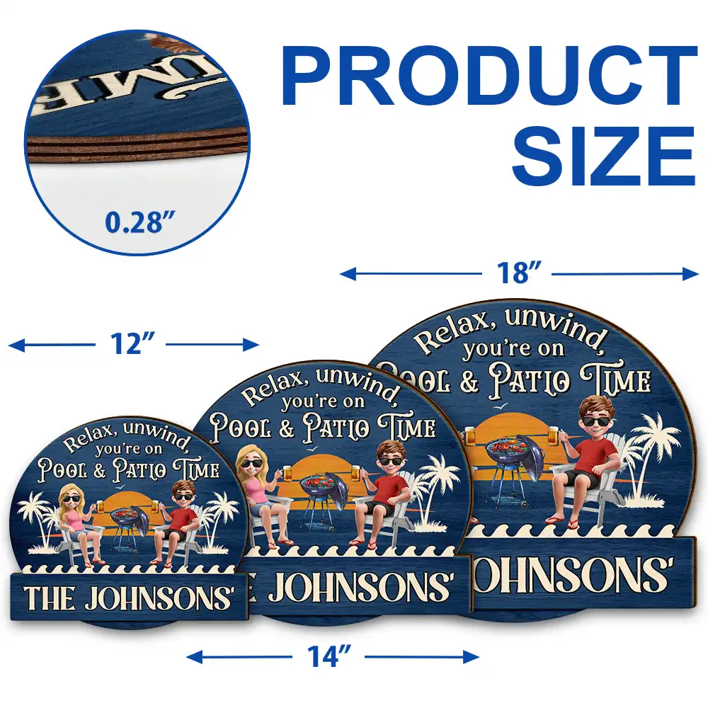 Relax Unwind Patio Time 3D Couple - Personalized Custom Shaped Wood Sign - Image 5