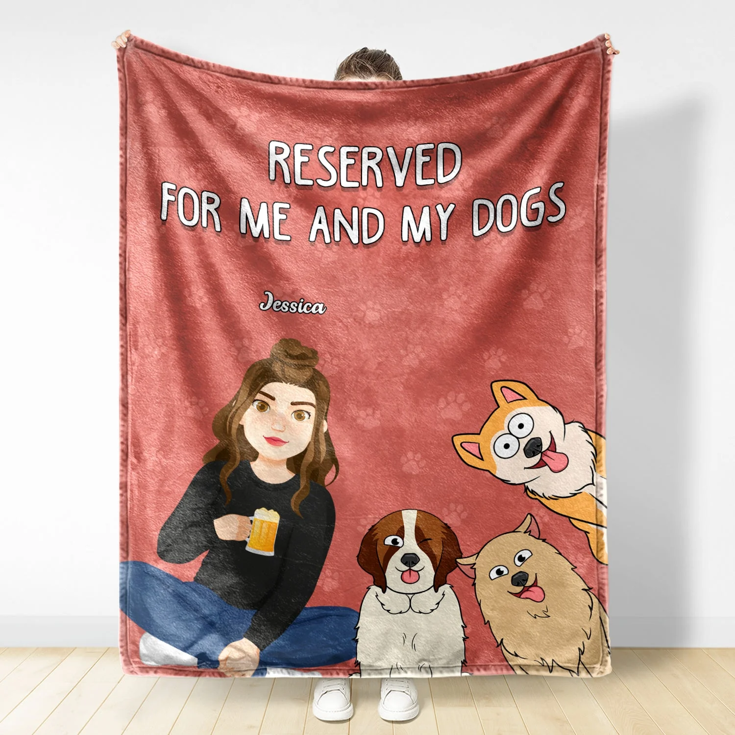 Reserved For Me And My Dogs - Gift For Dog Lovers - Personalized Fleece Blanket - Image 2
