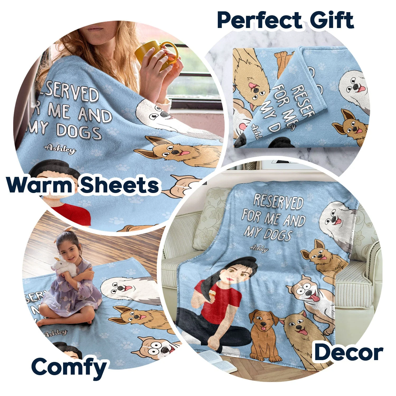 Reserved For Me And My Dogs - Gift For Dog Lovers - Personalized Fleece Blanket - Image 5