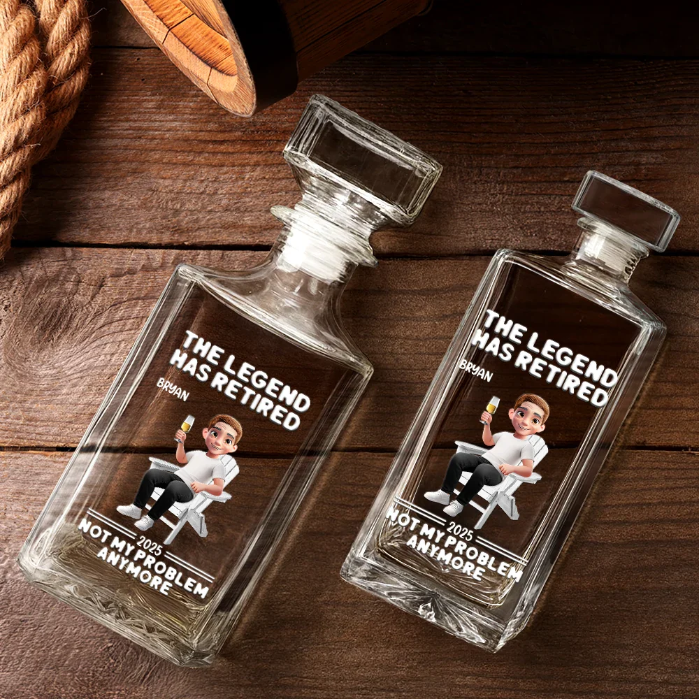 Retired Not My Problem Anymore 3D Effect - Personalized Square Whiskey Bottle - Image 3