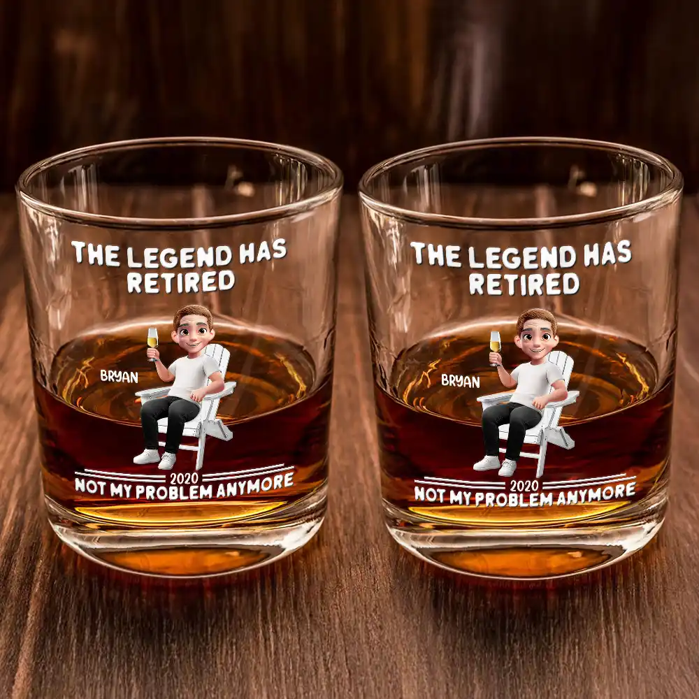 Retired Not My Problem Anymore 3D Effect - Personalized Whiskey Glass - Image 2