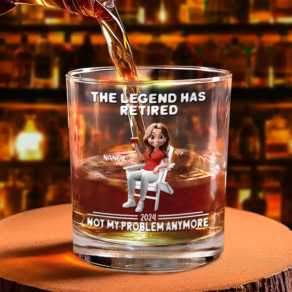 Retired Not My Problem Anymore 3D Effect - Personalized Whiskey Glass - Image 4