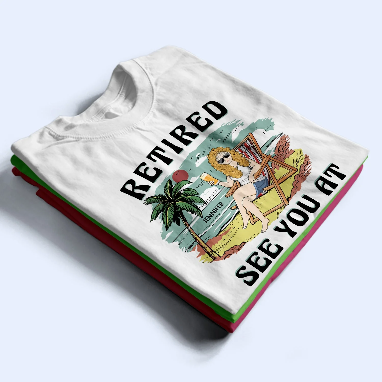 Retired See You At The Beach Vintage - Retirement Gift For Beach Lovers, Dad, Mom, Grandpa, Grandma - Personalized T Shirt - Image 2