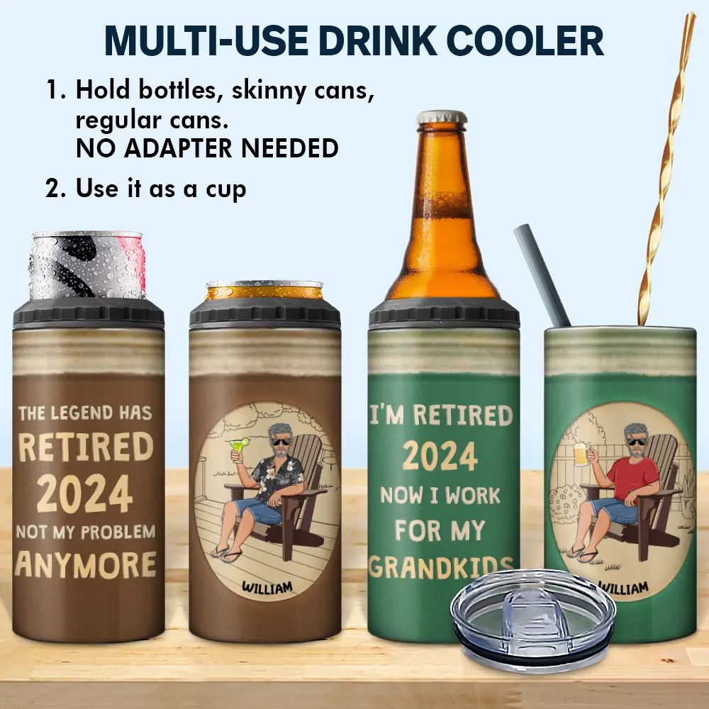 Retired Work For My Grandkids - Personalized 4 In 1 Can Cooler Tumbler - Image 2