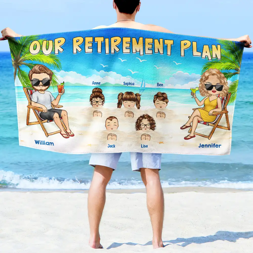 Retirement Plan - Personalized Beach Towel - Image 2