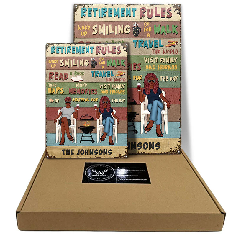 Retirement Rules - Gift For Couples - Personalized Custom Classic Metal Signs - Image 5