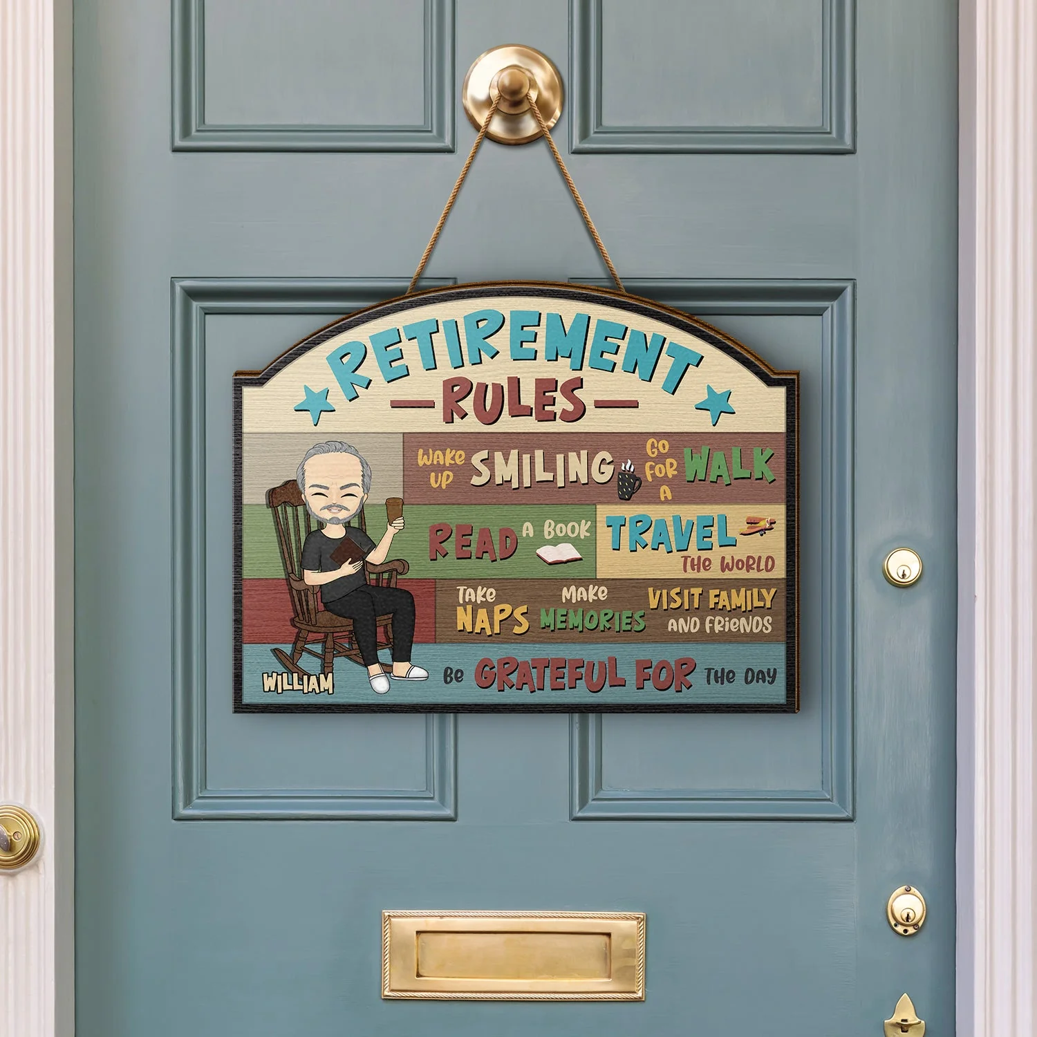 Retirement Rules - Gift For Father Mother Grandparents - Personalized Custom Shaped Wood Sign - Image 3