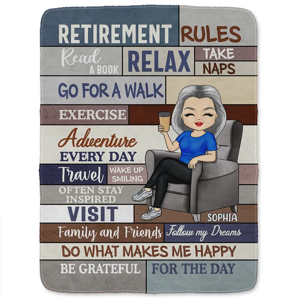 Retirement Rules - Personalized Fleece Blanket, Sherpa Blanket - Image 2