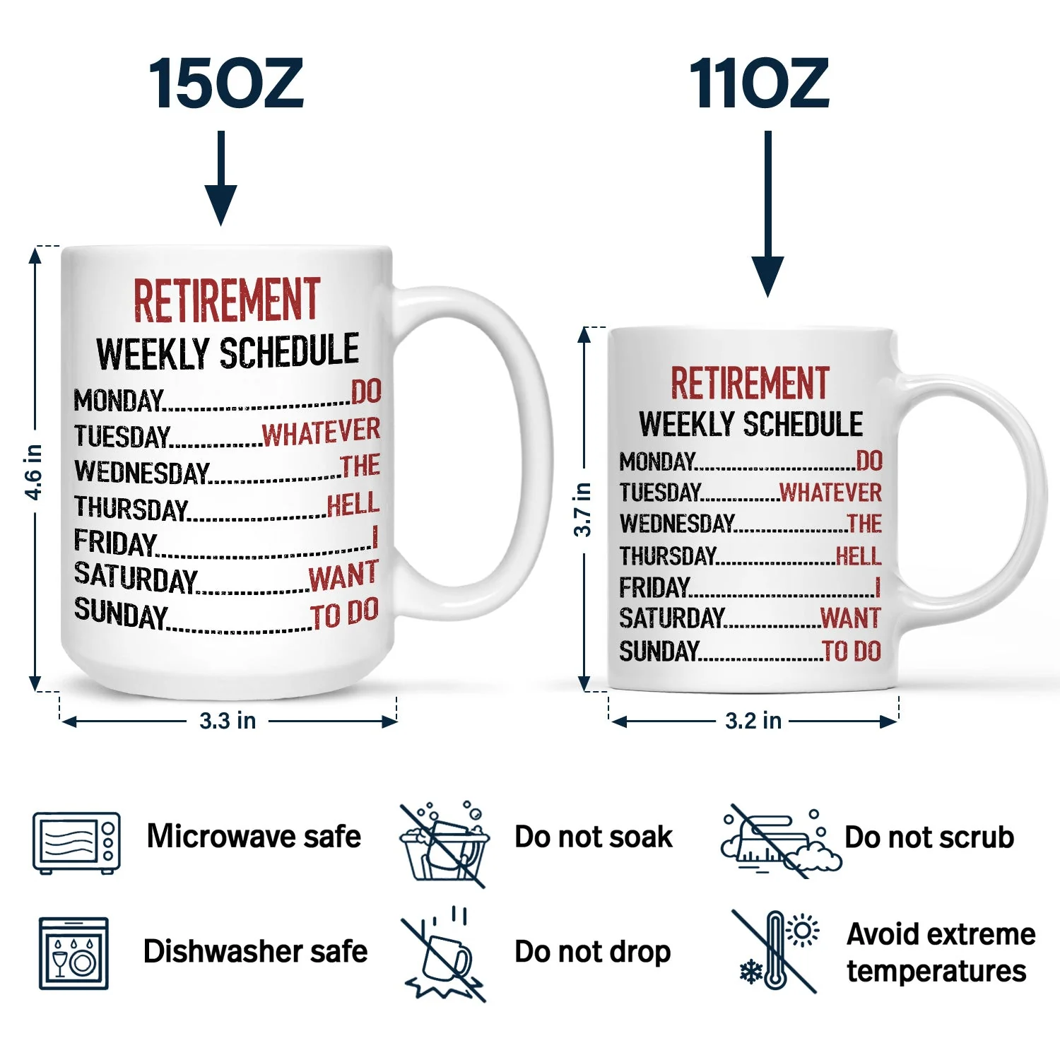 Retirement Weekly Schedule - Personalized Mug - Image 4