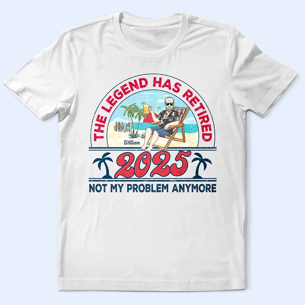 Retro Beach The Legend Has Retired - Personalized T Shirt
