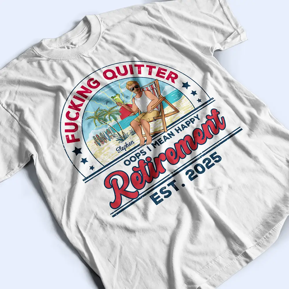 Retro Beach The Legend Has Retired - Personalized T Shirt - Image 3