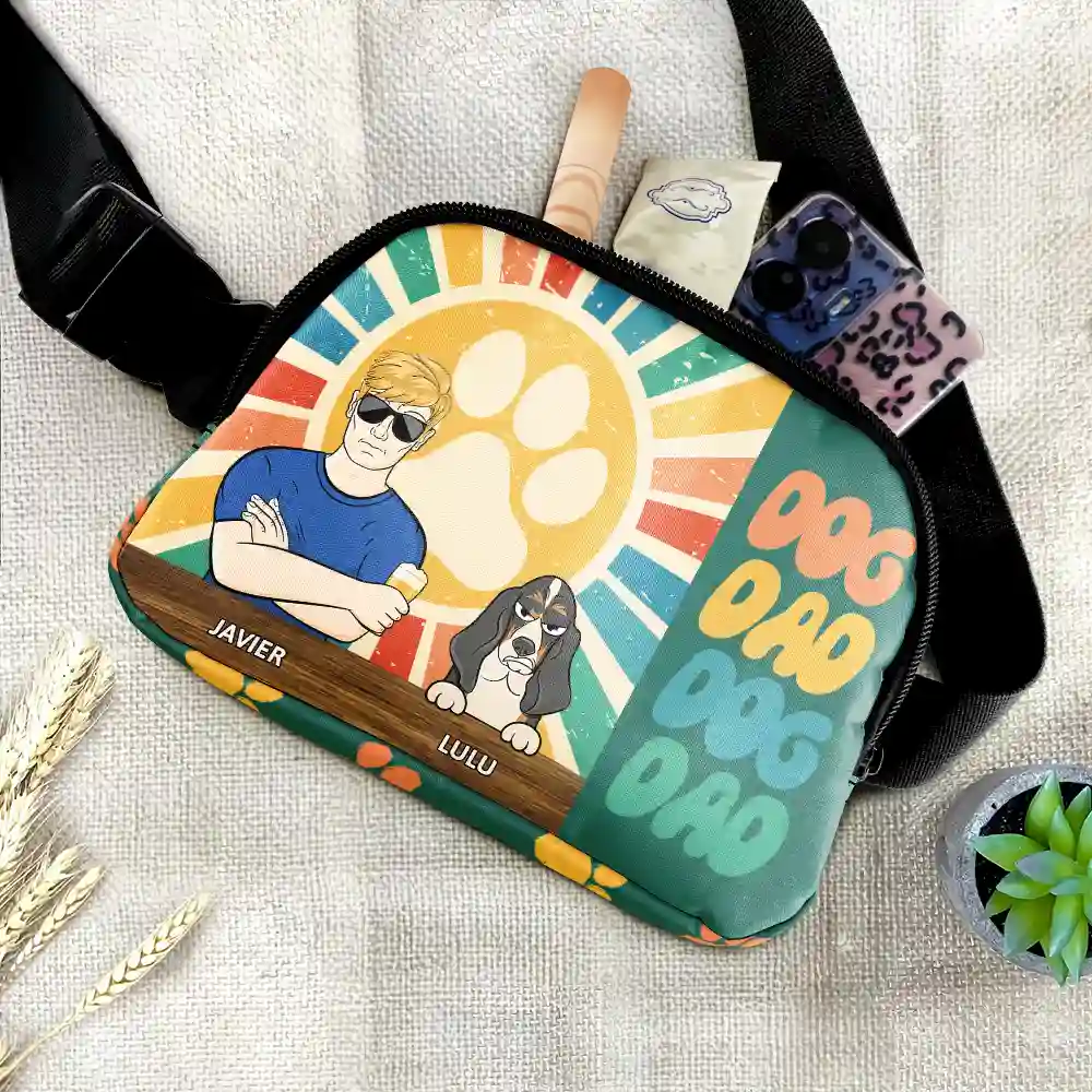 Retro Dog Dad - Personalized Crossbody Belt Bag - Image 2