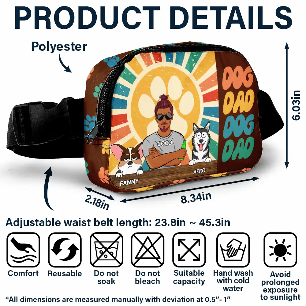 Retro Dog Dad - Personalized Crossbody Belt Bag - Image 6