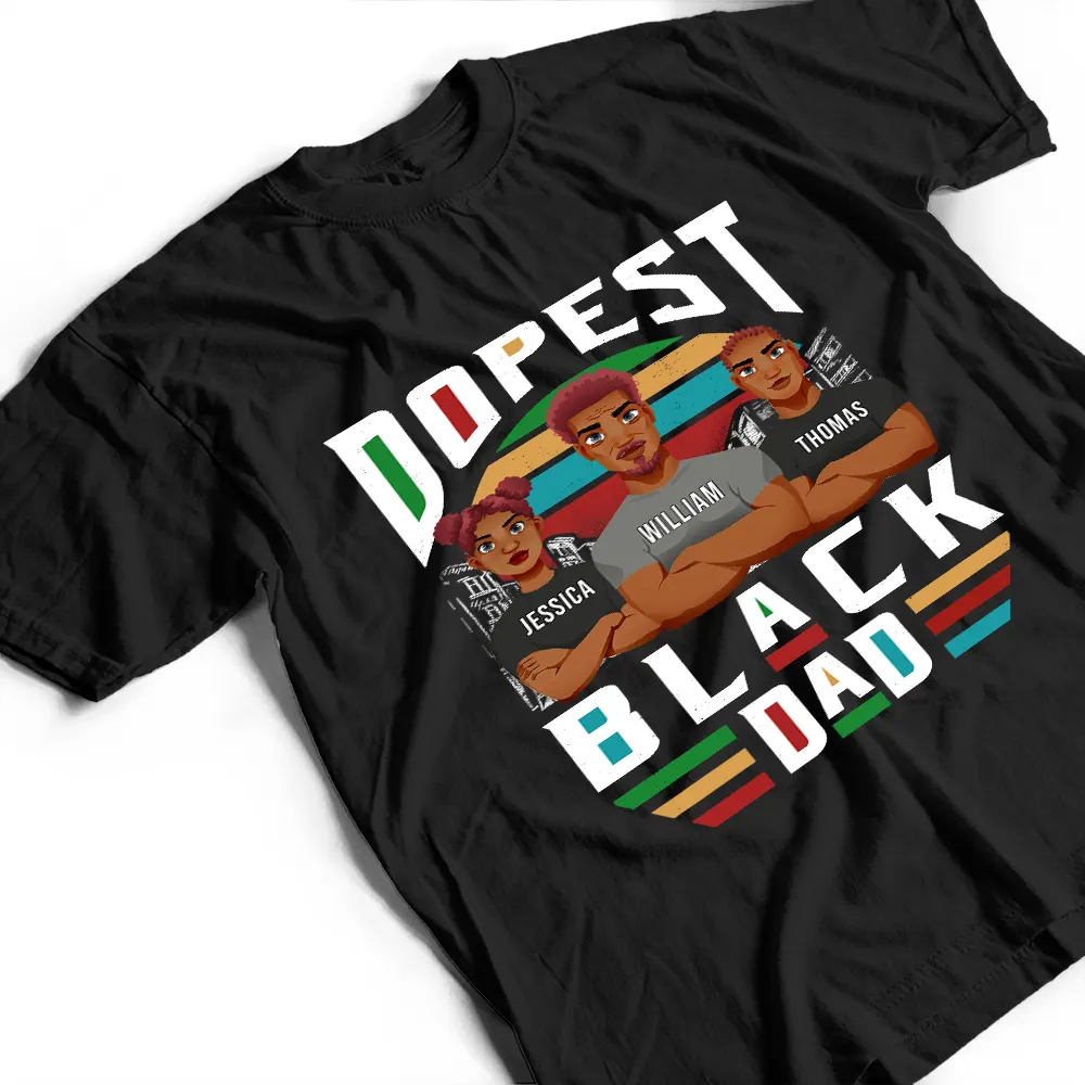 Retro Dopest Black Dad - Personalized T Shirt - Image 3