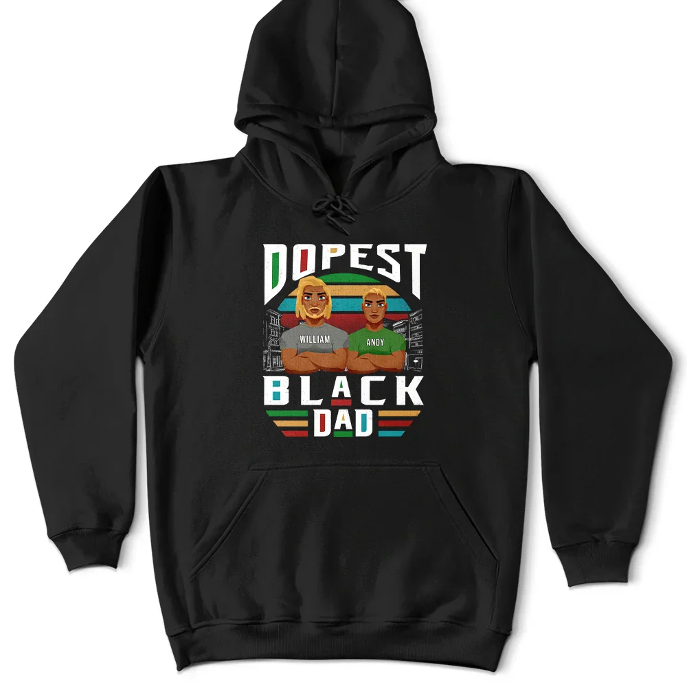 Retro Dopest Black Dad - Personalized T Shirt - Image 4