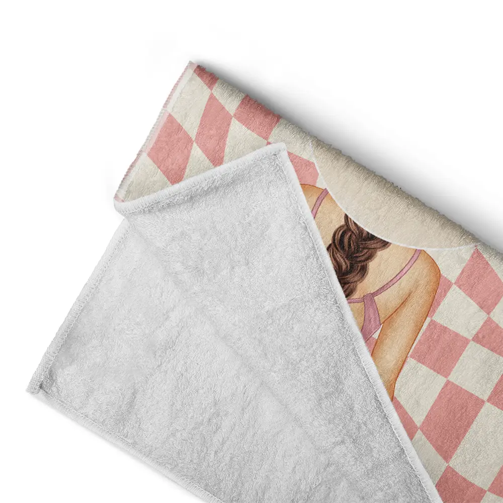 Retro Groovy Name Girl By The Beach - Personalized Beach Towel - Image 4